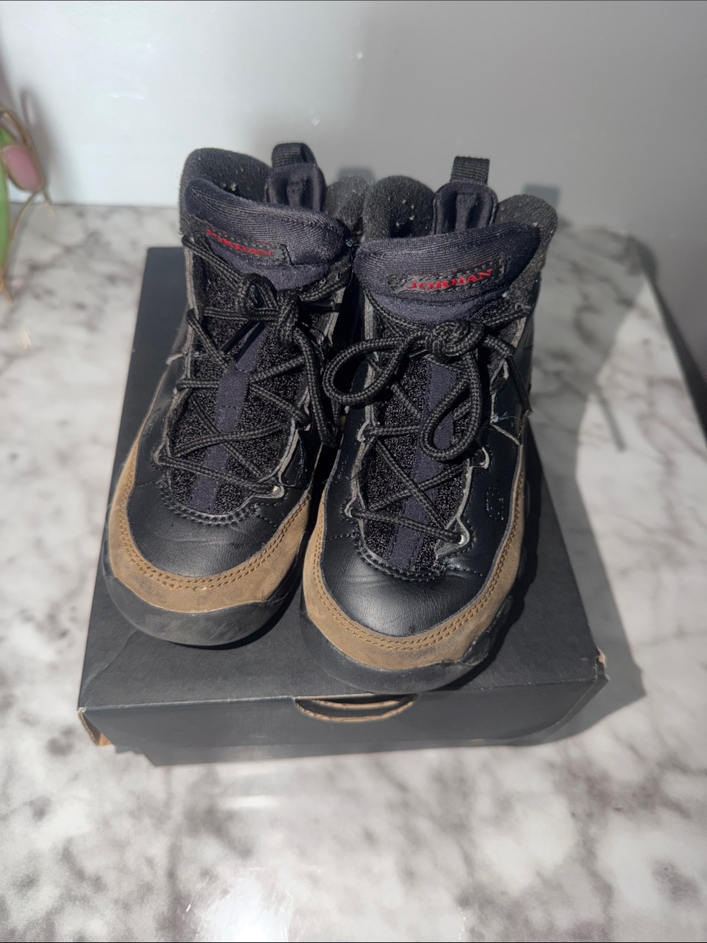 Jordan Kids Black and Brown Lace-Up Outdoor Boots